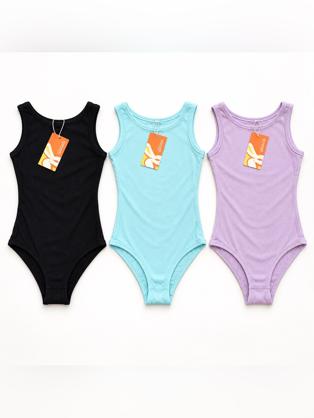 YooAurvox Girls 3-Pack Ribbed Tank Bodysuits 8-10Y NWT